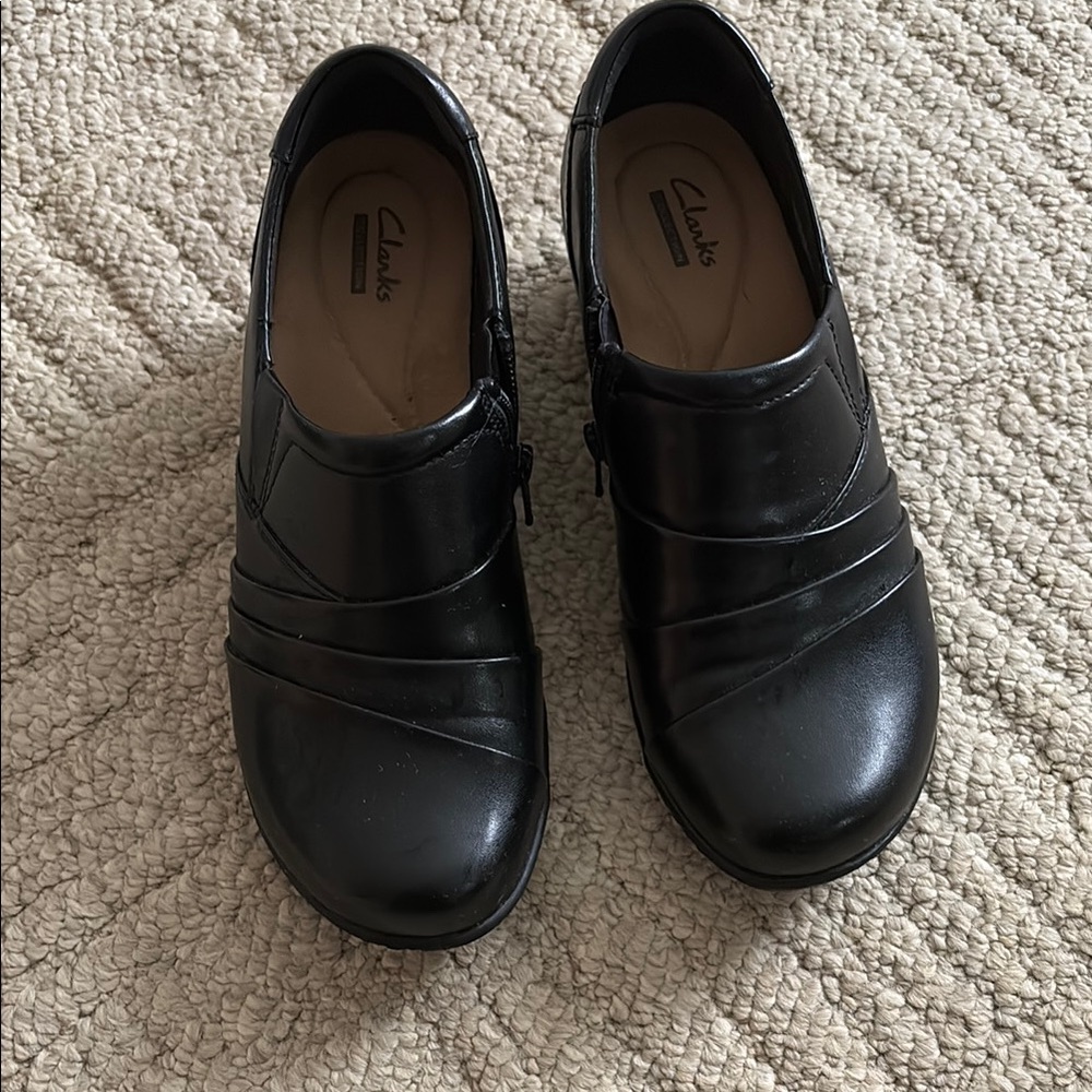 Clarks Black Loafers Slip-Ons with Comfort Design